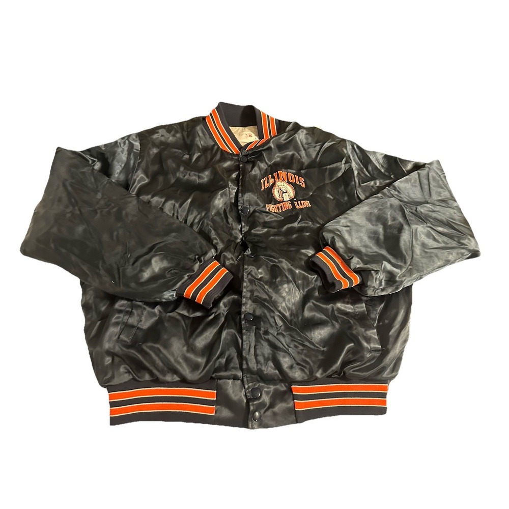 80s Vintage L University‎ Of Illinois Windbreaker Bomber Illini Chief Illiniwek